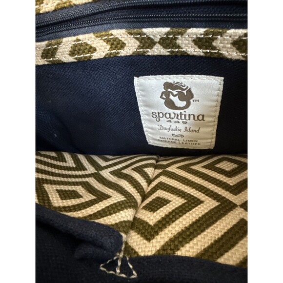 Spartina Daufuskie Island 449 Leather & Linen Geometric Design Purse MSRP$269 - Picture 6 of 10